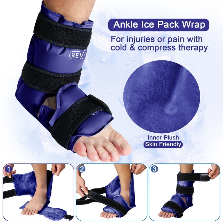 NOVASPORT Ankle Foot Ice Pack Wrap For Injuries, Reusable