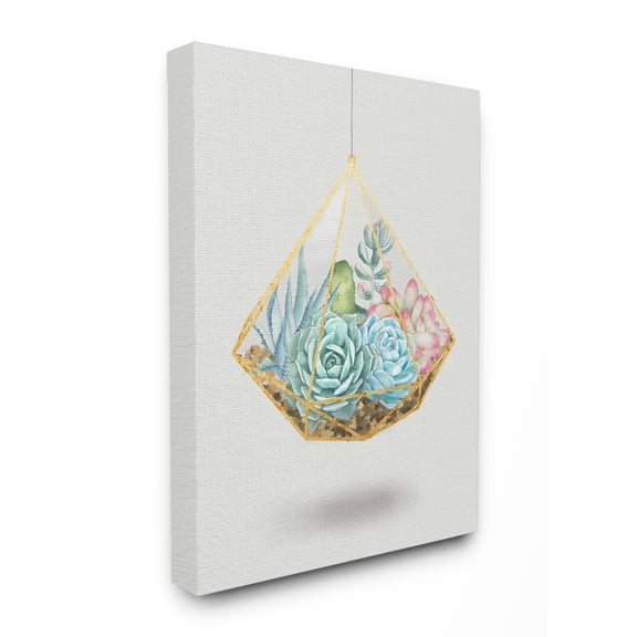 Stupell Industries Succulent Basket Gold Gray Watercolor Painting Canvas Wall Art by Ziwei Li