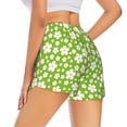 thumbnail image 3 of Goofa Green White Flowers Printed Women 2 in 1 Running Shorts,Quick Dry Athletic Workout Shorts,High Waisted Athletic Shorts with Liner Pockets-X-Large, 3 of 9