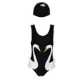thumbnail image 2 of Traje de baño de una pieza para niña con estampado de cisne y sombrero, 2 of 9