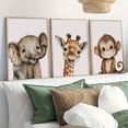 thumbnail image 2 of 3pcs Charming Wildlife Park Friends Canvas Art Set - Wall Prints Including Elephant, Monkey, Giraffe, Suitable for Living Room, Bedroom, Home Office Decoration, Unframe, 2 of 4