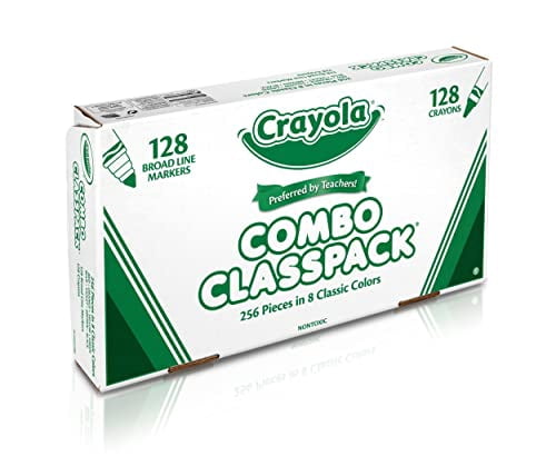 Crayola Crayons and Markers Combo Classpack, 256 Pieces in 8 Classic Colors