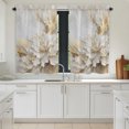 thumbnail image 3 of White Floral 2 Panel Kitchen Curtains for Windows, Modern Abstact Oil Painting Flower Cream Gold Bathroom Privacy Curtain, Home Décor Window Treatment for Bedroom/Living Room 55"x45", 3 of 8