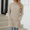 thumbnail image 4 of Towmus Women's Fall Sweatshirts Tunic Tops for Women Womens Turtleneck Oversized Long Sweater Dress Green Sweater, 4 of 6