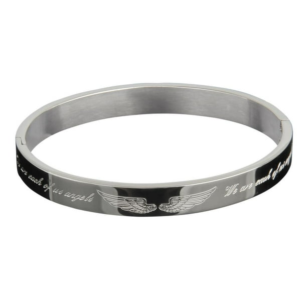 Pulsera de acero inoxidable jinwen ala pulida para mujer Plata 18cm