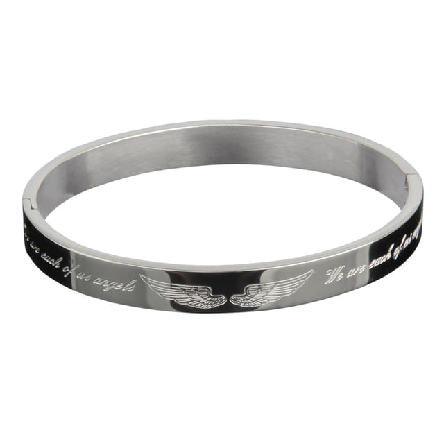 Brazalete de Brazalete Inspirador con Mensaje Grabado Brecelet de material acero Inoxidable Unisex Plata 18cm
