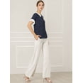 thumbnail image 4 of INSPIRE CHIC Hauts Blouses à Pois pour Femmes à Col Claudine Contrastant à Manches Courtes, 4 of 4