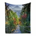 thumbnail image 1 of Nature Soft Flannel Fleece Throw Blanket, Stairway to Mt. Hill Hillyoshida Japan Tourist Attractions Landmark Scene Picture, Cozy Plush for Indoor and Outdoor Use, 50" x 60", Green Grey, by Ambesonne, 1 of 6