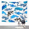 thumbnail image 2 of UFAEZU Fish Sea and Ocean Mammal Cartoon with Dolphin Shark Whale Stingray Wall Art Hanging Tapestry Home Decor for Living Room Bedroom Dorm 51x60 inch, 2 of 2