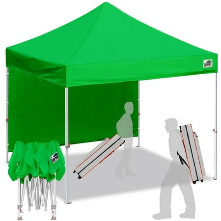 Eurmax Smart 10'x10' Pop up Canopy Tent Sport Event,Outdoor Festival Tailgate Event Vendor Craft Show Canopy Instant Shelter with 1 Removable Sunwall and Backpack Roller Bag(Kelly green)