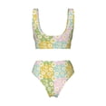 thumbnail image 5 of Daiia Daisies Flowers Women's Bikini Set Two Piece Swimsuit High Waisted Bikini Adjustable Straps Bikini Perfect for Beach, Pool, and Summer Vacation-, 5 of 9