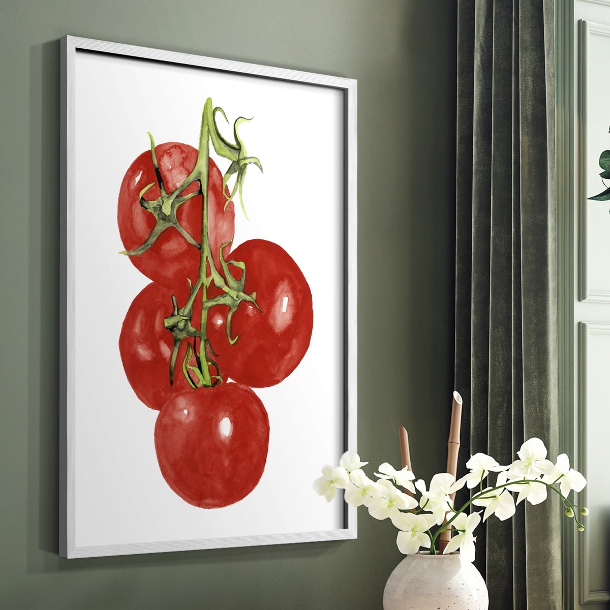 Watercolor Veggie IV Framed Print in White Solid Wood 11 x 14 Framed Print