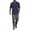 Navy, variant on 2 Piece Set for Men Cruise Outfits Set Mens Summer Vacation Outfit Long Sleeve Button Down Shirts Drawstring Elastic Waist Wide Leg Pant