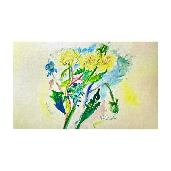 Betsy Drake DM1386G 30 x 50 in. Frog & Flowers Door Mat