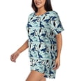 thumbnail image 2 of Lsque Penguins Dolphins Whales Women's Short-Sleeved Pajama Set - 2 Piece Soft and Lightweight Sleepwear Set-Small, 2 of 9