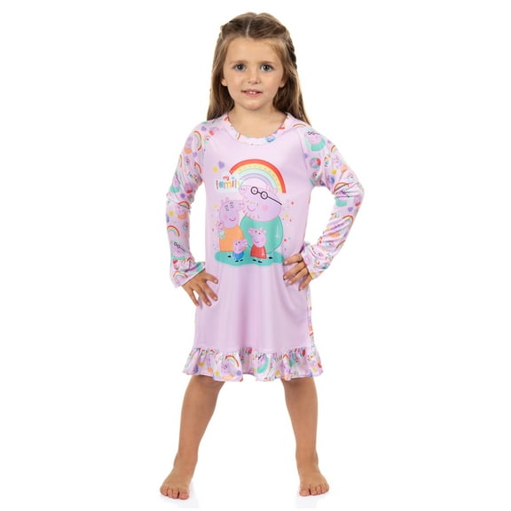 Peppa Pig Pajama My Family Rainbow Long Sleeve Raglan Ruffle Nightgown
