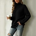 thumbnail image 5 of Edvintorg Sweater for Women Long Sleeve Casual Pullover Top High Neck Loose Knit Sweaters Plus Size Womens Fashion Black XXXL, 5 of 5