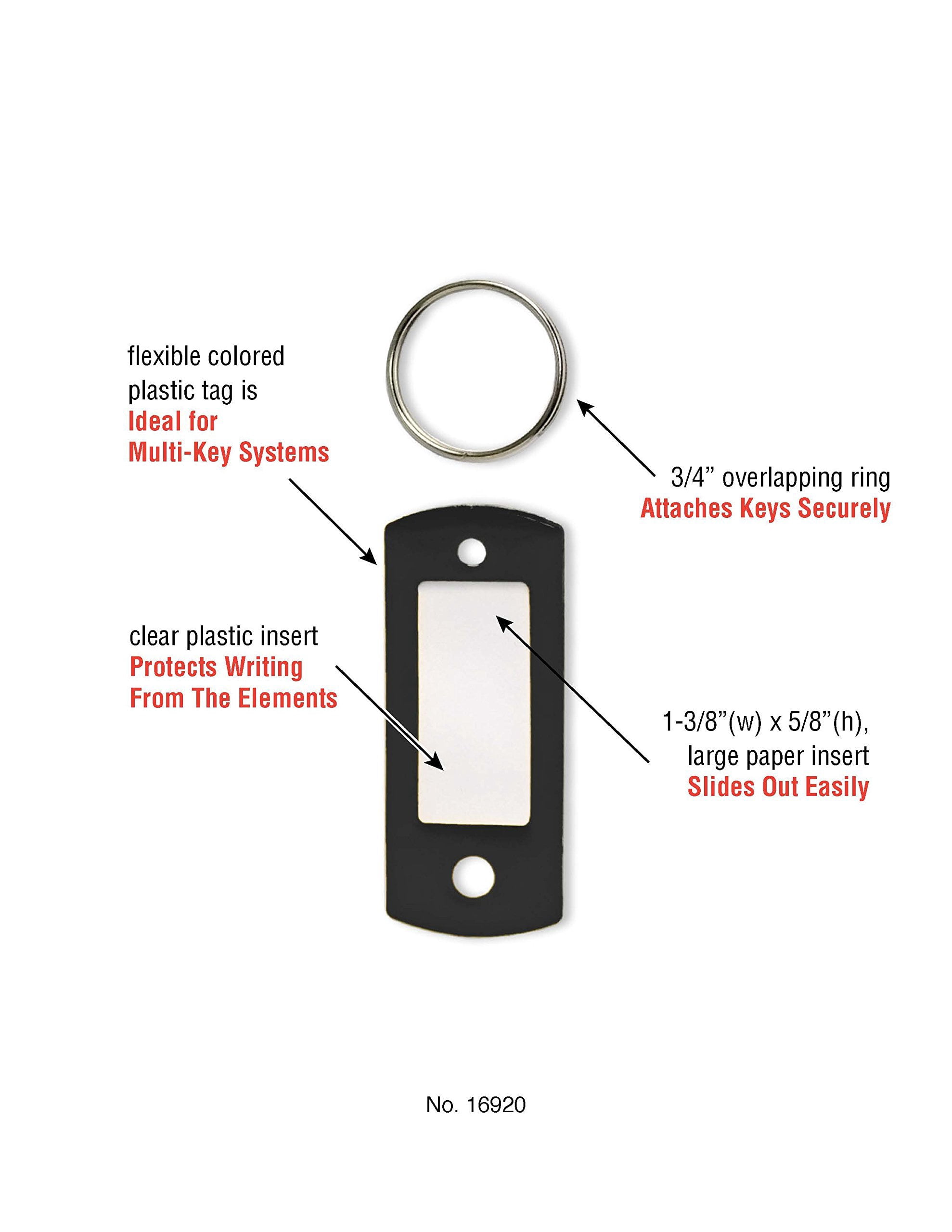 Lucky Line 16920 Black Key Tag, 50-Pack