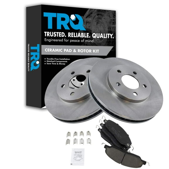 TRQ Front Brake Pad & Rotor Kit Brake Pads Brake Rotor Ceramic Fits Select 2005-2010 Ford Mustang