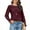 Burgundy, variant on Corabera White Long Sleeve Shirts for Women Fall Tops Crew Neck Smocked Solid Western Outfit Flowy Chiffon Blouses Dressy Casual