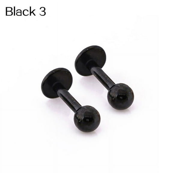 Ruanlalo 2 Pcs Titanium Surgical Stainless Steel Hipsters Small Stud Earring Punk Jewelry Gift Black 3