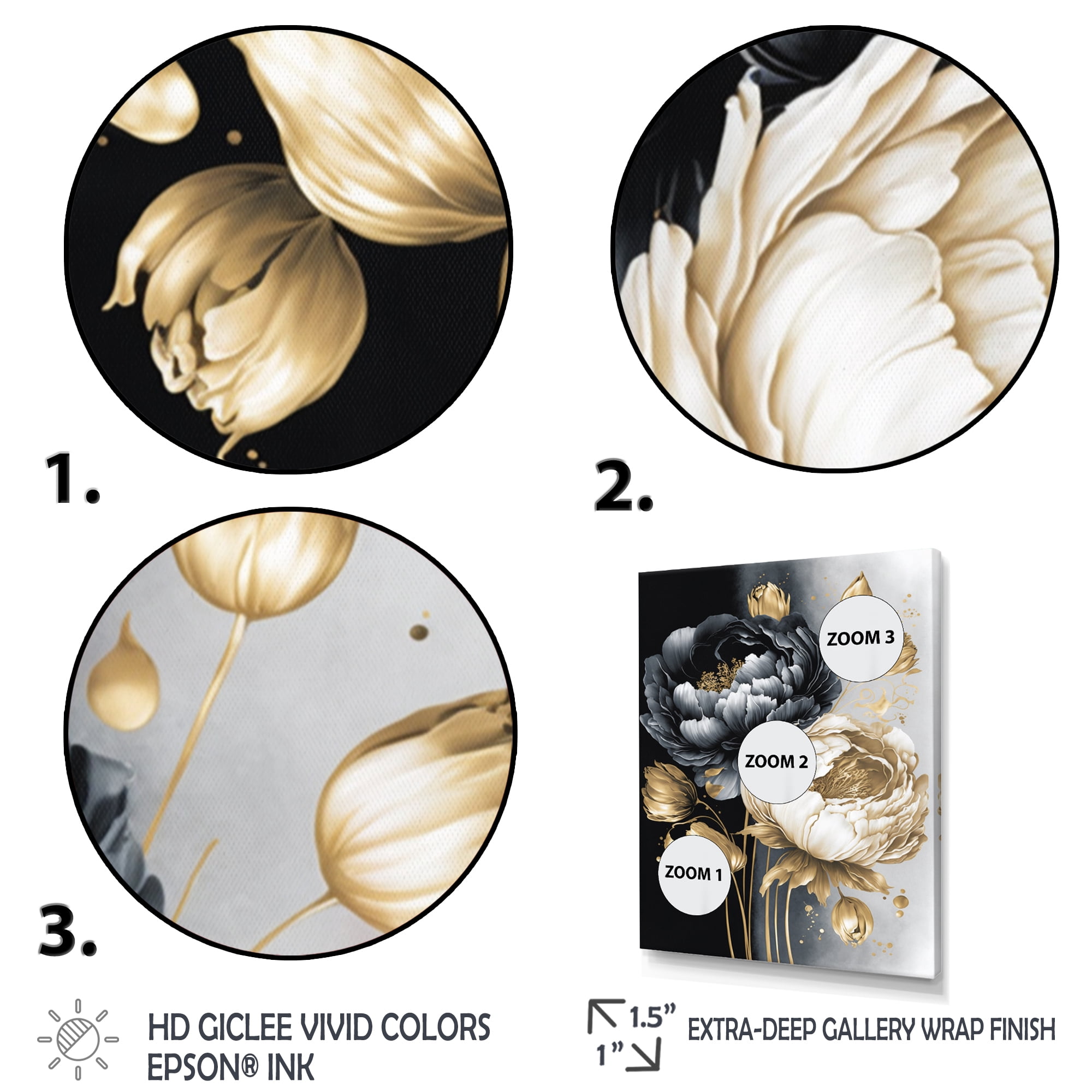 Designart Black And White Watercolor Roses IV Canvas Wall Art