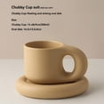 thumbnail image 2 of HAOMONZEN Coffee Mug Creative Handmade Fat Handle Mug Ceramic Coffee Mug Cup Oval Plate Personalized Ceramic Cup Saucer for Coffee Tea Milk Cake Home Decor Deals of the Week, 2 of 8