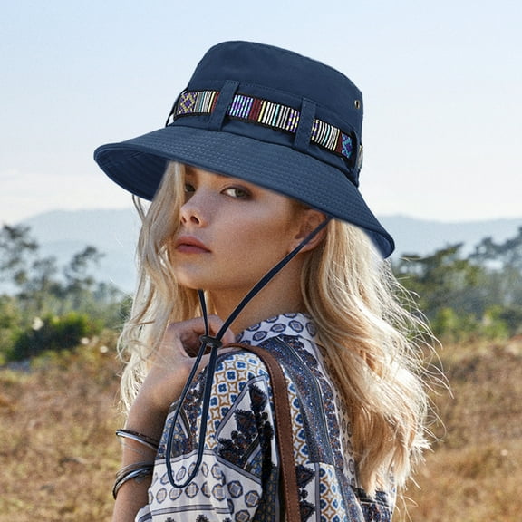 Kmdttou Colorful Ribbon Fisherman's Hat For Men And Women Outdoor Fishing Mountaineering Hat Large Sunscreen Sun Hat Gift,Adjustable Buckle Sun Hat for Women/Men