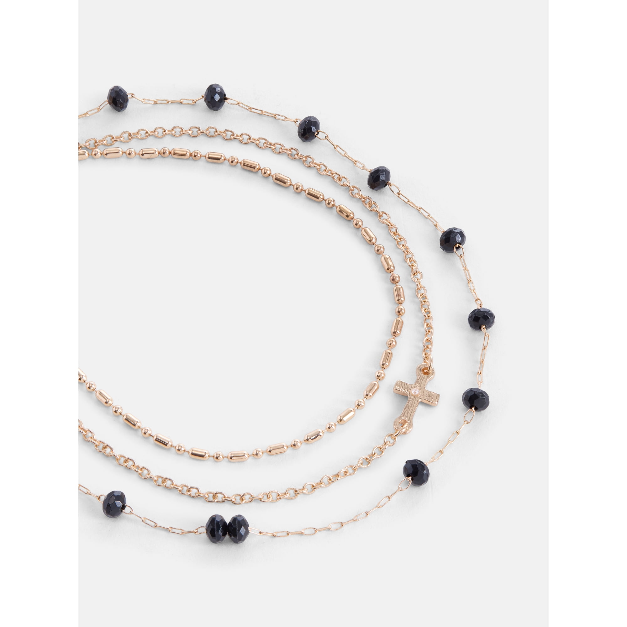 No Boundaries Cross and Beaded Anklet Set, 3-Piece, Women's