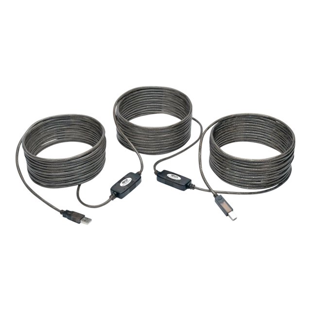 Tripp Lite 50ft USB 2.0 Hi-Speed Active Repeater Cable USB-A to USB-B M/M 50' - USB cable - USB Type B (M) to USB (M) - USB 2.0 - 50 ft - active, molded - silver