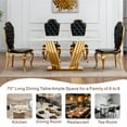 thumbnail image 3 of GAKMCIL 70" Rectangle Faux Marble Dining Table for 6-8 People, Kitchen Table with Mirror Polished Stainless Steel Base, Adjustable Non-Slip Feet, 300lbs Load for Kitchen, Dining Room (Gold&White), 3 of 7
