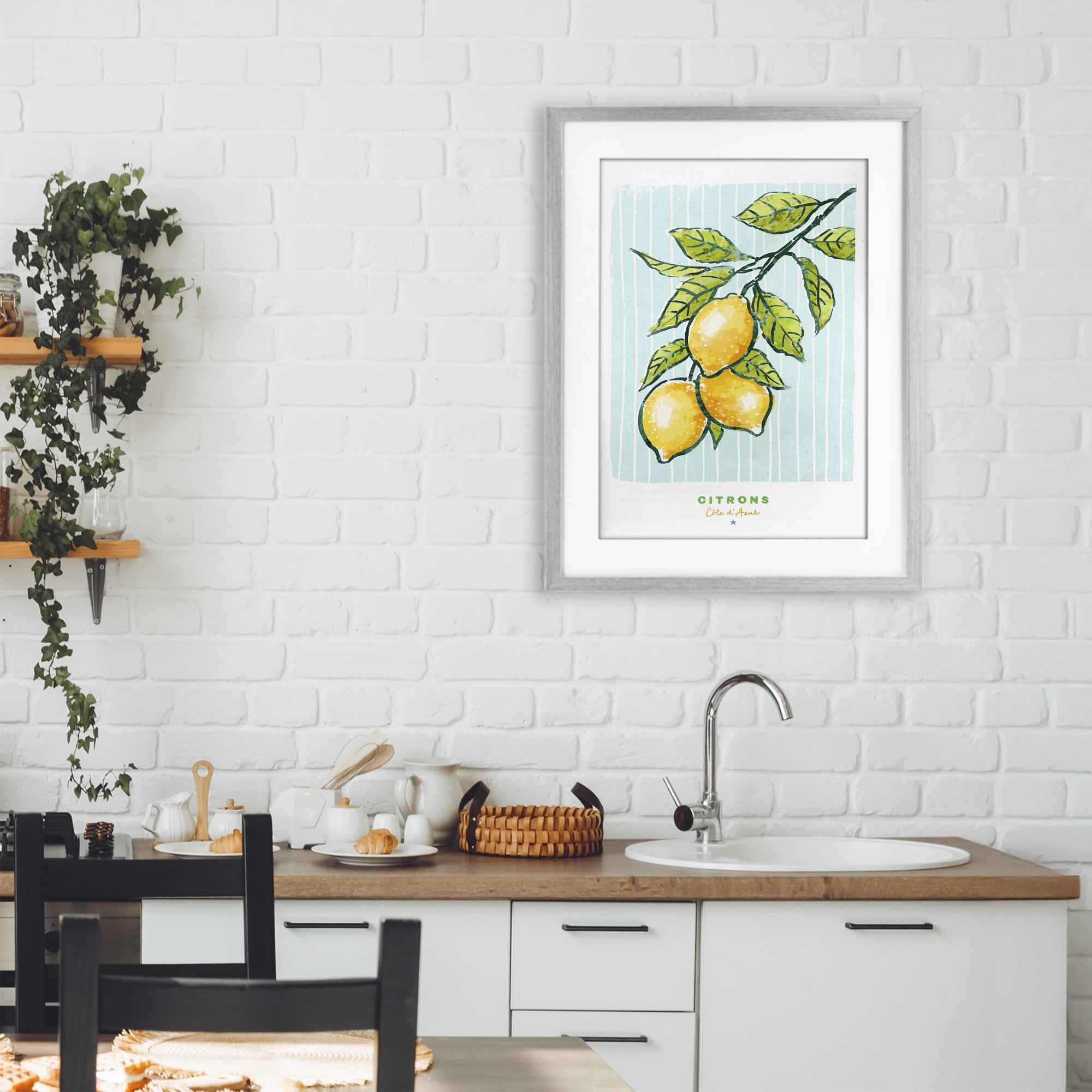 Stupell Industries Modern Bistro Lemons Gray Framed Print Under Glass, design by Chad Barrett