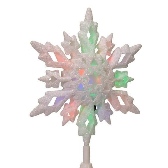 Kurt Adler 10-inch Multi-Colored LED Glitter Snowflake Treetop