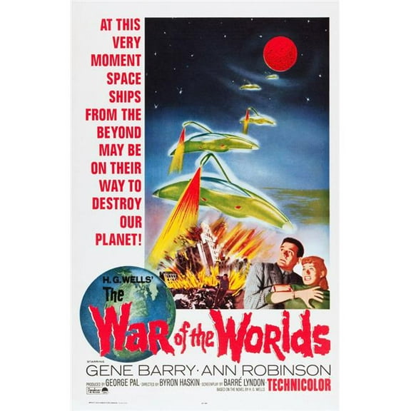 Everett Collection EVCMMDWAOFEC017H The War of The Worlds US Poster Bottom From Left - Gene Barry Ann Robinson 1953 Movie Poster Masterprint, 11 x 17