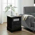 thumbnail image 6 of Farmhouse Nightstand wtih Charging Station, 20" End Table with 2 Drawers, Night Stand Side Table Storage Cabinet with Carved Pilasters for Bedroom,Wood Rustic, Black, 6 of 14