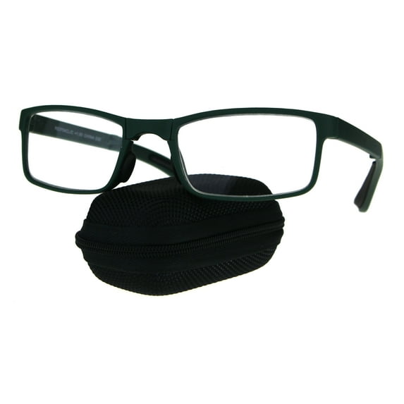 Collapsible Rectangular Plastic Folding Clear Lens Reading Glasses Green 3.75