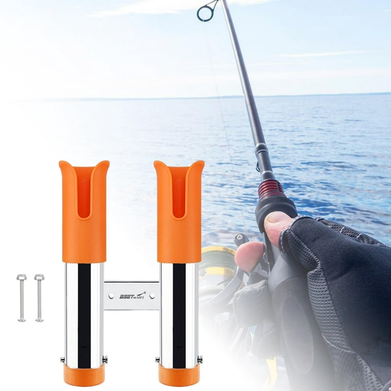 2 Tube Fishing Rod Holder, Durable with Screws Lightweight Portable Rack  for Replacement Accessories Storage Truck Garage Kayak Orange