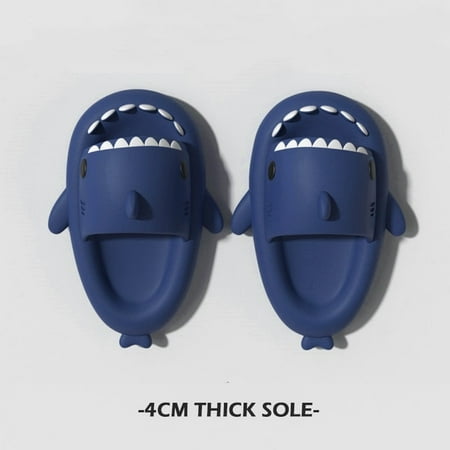 

QWZNDZGR Women Cute Shark Slippers 4cm Platform Men Indoor Bathroom Slides Couples Summer Shoes Soft Eva Female Male Beach Flip Flops