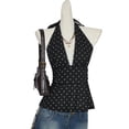 thumbnail image 2 of Afdoent Tank Tops For Women Tie Backless Crop Top Slim Fit Polka Dot Sleeveless Tank For Summer Camisole Fashion Beach Travel, 2 of 4