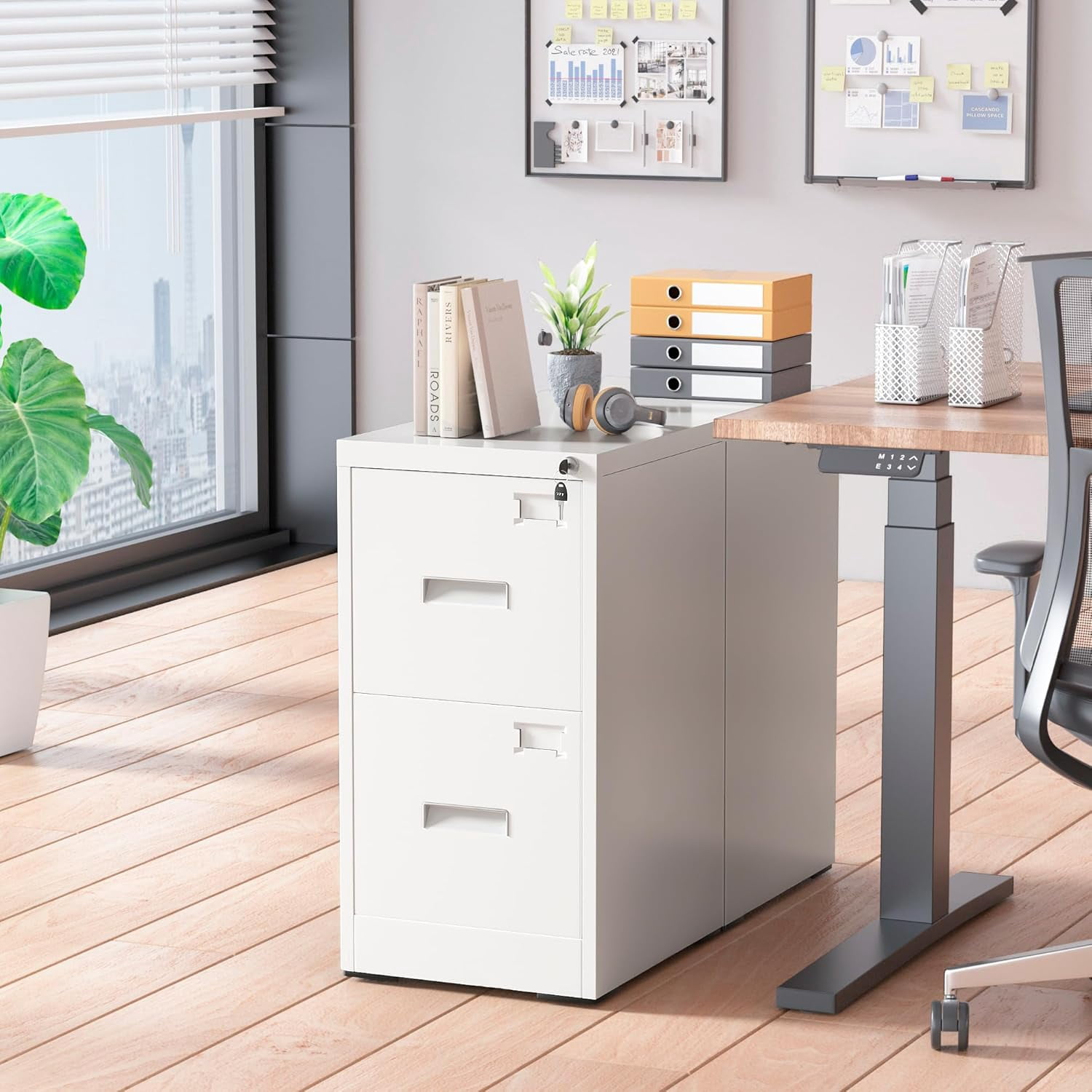SOLAURA  18" Deep 2 Drawer Vertical Letter File Cabinet, White
