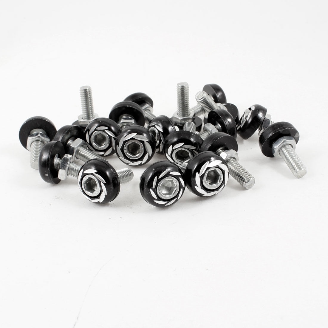 Unique Bargains 20pcs Car Truck Silver Tone Black Alloy License Plate Frame Bolts Screws 