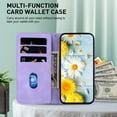 thumbnail image 2 of Allytech Slim Wallet Case for Google Pixel 8, Premium PU Leather Cover with Fashion Flower Pattern, Card Slots & Kickstand Magnetic Clasp Shockproof Dustproof Case with Lanyard - Purple, 2 of 7