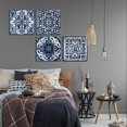 thumbnail image 3 of Bedroom Decor Canvas Wall Art Flower Pattern Prints Bathroom Abstract Pictures Modern Navy Framed Wall Decor Artwork for Walls Hang for Bedroom 4 Pieces Wall Decoration Size 14x14 Each Panel, 3 of 6