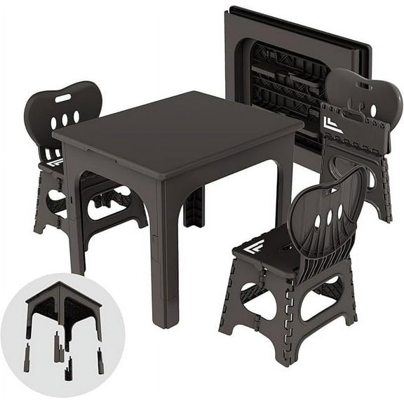 UNICOO® Kids Folding Table and Chairs Set, Height Adjustable Kids Folding Table Compact Design, Kids Table and Chairs Foldable, Picnic Table, Perfect for Playrooms, Classrooms, and Outdoor