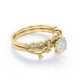thumbnail image 3 of JeenMata Anillo Nupcial con Diseño de Hoja de Rama de Moissanita y Ópalo de Fuego Redondo de 0,65 Quilates Engastado en Garras con Solitario en Baño de Oro Amarillo de 18 K sobre Plata, 3 of 5