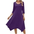 thumbnail image 3 of Wiicoznt Womens Dresses Maxi Solid Color Casual Loose Crew Neck Long Sleeve Dresses Flowy Wedding Guest Dress, 3 of 10