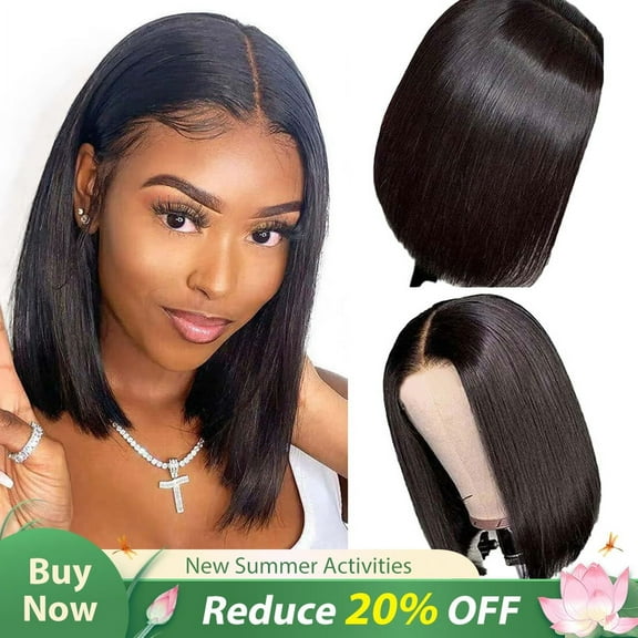 DOPI Human Hair Wigs For Women Black Color Natural Hair Women Girl Short Straight Synthetic Wig Quality Hair Natural