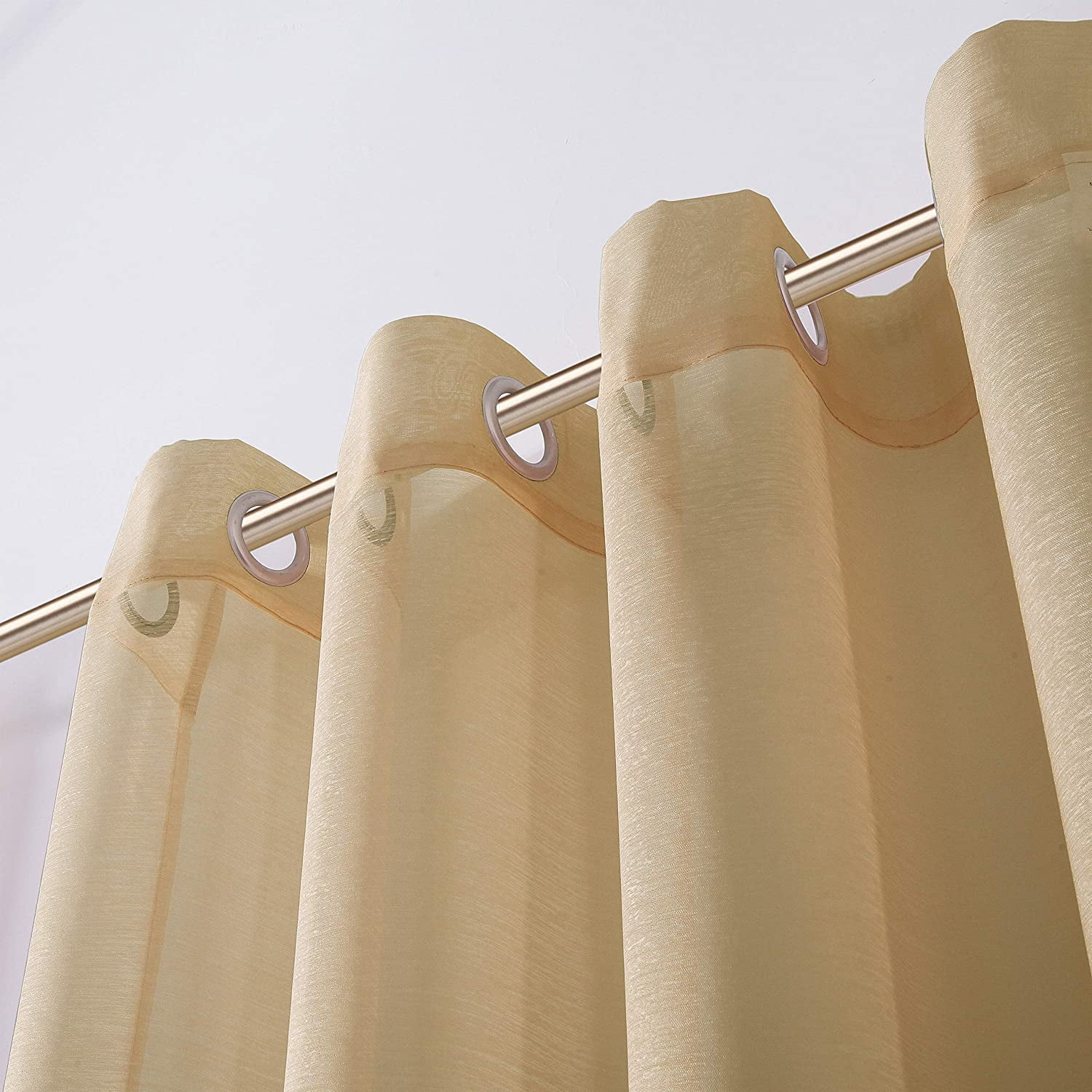 Dainty Home Malibu Textured Semi-Sheer Grommet Top Curtain Panel Pair, 108" x 84" In Coffee