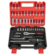 CARTMAN 53 Pieces Mechanics Tools Kit, Include Socket Set, Ratchet Set, 1/4 inch Drive Socket Ratchet Wrench Set, with Storage Case, for Car Household Repairing