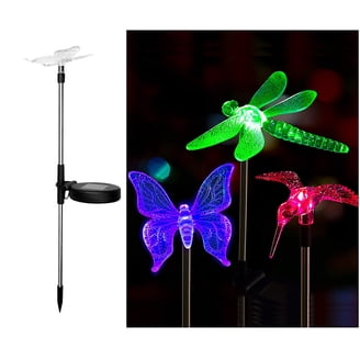 Anordsem 6 Pcs Solar Garden Light Colour Changing LED Dragonfly Butterfly & Hummingbird Wireless Solar Garden Stake Lights Decor for Fence Yard Anordsem 6 Pcs Solar Garden Light Colour Changing LED Dragonfly Butterfly & Hummingbird Wireless Solar Garden Stake Lights Decor for Fence Yard